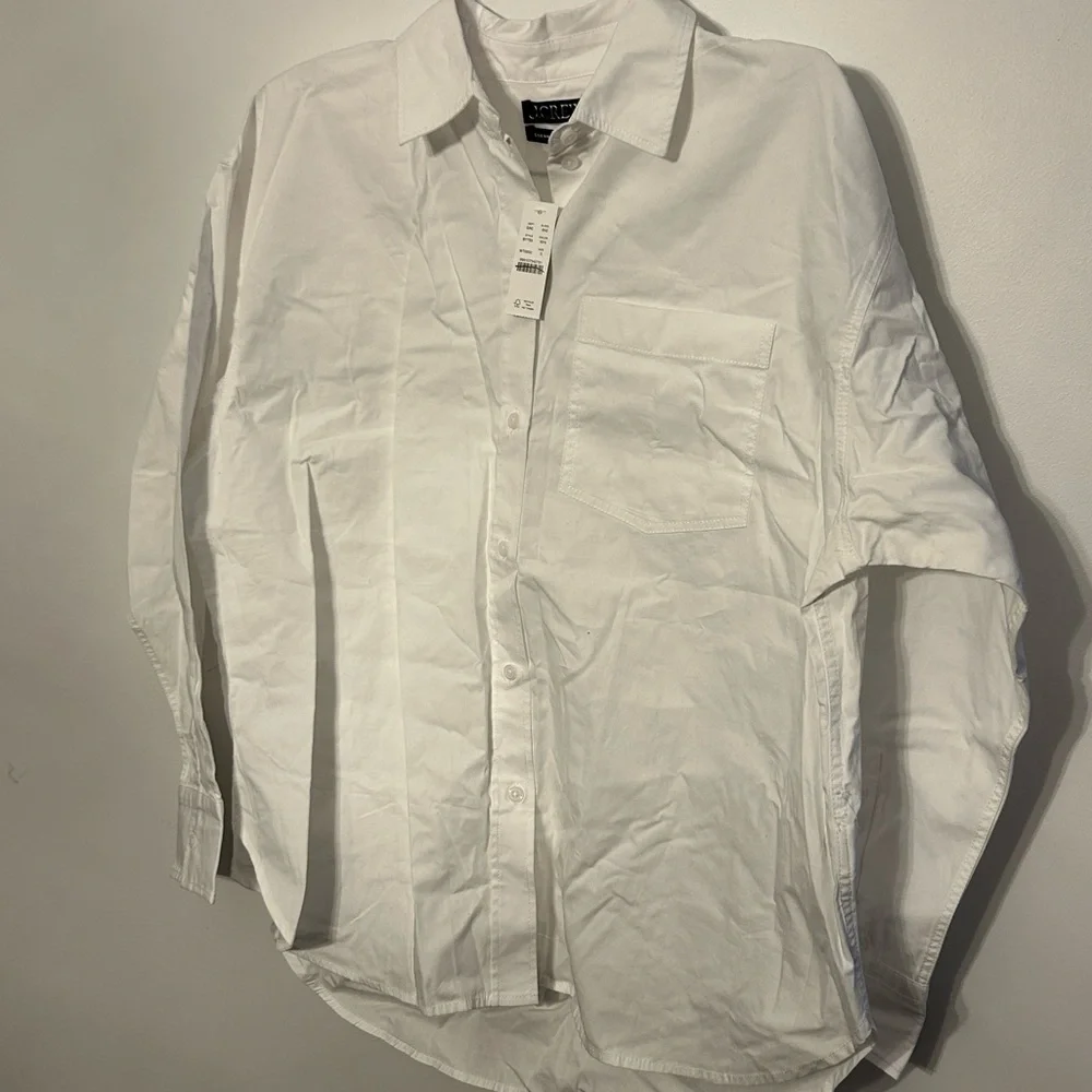 J.Crew Etienne Oversized Button-Up – White | Size Small | Style BY733 NEW - Picture 3 of 4